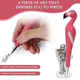 VIPbuy 2 Count 100% Handmade Wood Carved Gel Ink Pens -Novelty Refillable Writing Pens Office School Supplies Birthday Christmas Gift, Flamingo VIPbuy