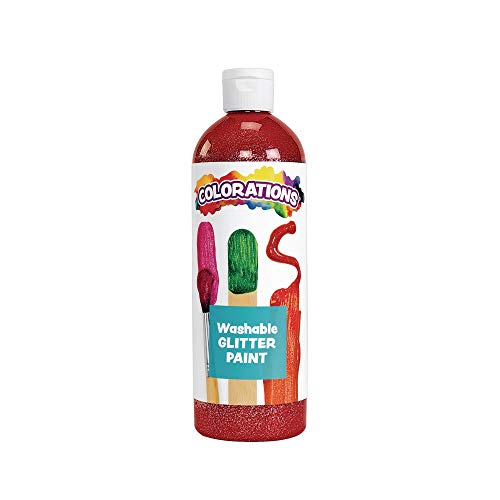 Colorations Washable Glitter Paint, Red, Non Toxic, Vibrant, Bold, Kids Paint, Craft, Hobby, Fun, Art Supplies, 16 oz. Colorations