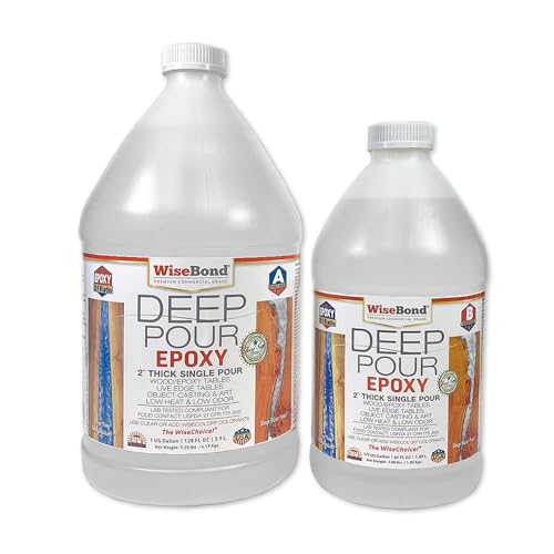 WiseBond - Epoxy Deep Pour Resin Kit, Crystal Clear Epoxy Resin for River Table, Live-Edge, Wood Furniture & More, Slow Cure UV Resistant Deep Pour WiseBond