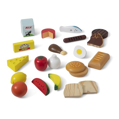 Melissa & Doug Food Groups - 21 Wooden Pieces and 4 Crates, Multi - Play Food Sets For Kids Kitchen, Pretend Food, Toy Food For Toddlers And Kids Melissa & Doug