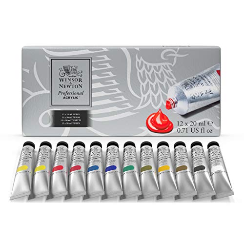 Winsor & Newton Artists' Acrylic Color 12-Tube Set, 20ml - WoodArtSupply