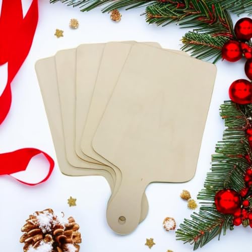 5 Pack Unfinished Wood Cutting Board 11.8"L x 6.3"W, 2.5mm Wooden Paddle Cheese Bread Board Set Chopping Board Serving Tray for Craft Phinicco