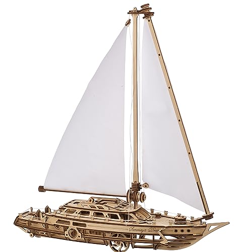 UGEARS Serenity’s Dream Model Yacht - Model Ships Kits for Adults - Wooden Models to Build for Adults - 3D Puzzles Adult Ship Model Kit - DIY Wooden UGEARS