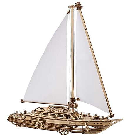 UGEARS Serenity’s Dream Model Yacht - Model Ships Kits for Adults - Wooden Models to Build for Adults - 3D Puzzles Adult Ship Model Kit - DIY Wooden UGEARS