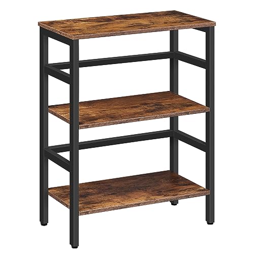 HOOBRO Rustic Industrial 3-Tier Bookshelf and Storage Rack with Metal Frame - WoodArtSupply