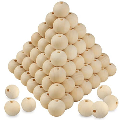 300 PCS Wood Beads, 1 Inch Diameter Wooden Beads for Crafts, Unfinished Wood Beads with Hole for Crafts, Various Jewelry Making, Car Seat Cushions, - WoodArtSupply