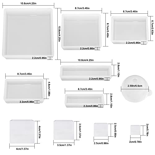 11 Pcs Resin Molds, FineGood Square Silicone Molds for Epoxy Resin Ball Epoxy Resin Molds DIY Cube Box Resin Casting Molds for Jewelry Soap Dried - WoodArtSupply