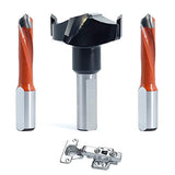 Akylin 3 Pcs 10mm Shank Hinge Boring Set, Solid Carbide Tipped Akylin