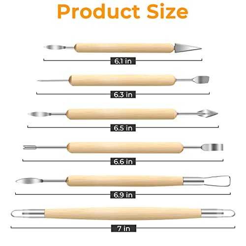 Jetmore 6 Pack Clay Tools Kit, Pottery Tools & Sculpting Tools, Polymer Modeling Clay Cutters Sculpture Set for Carving, Ceramics, Molding, DIY Jetmore