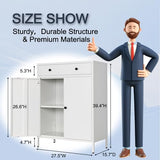 YEEZER Metal Storage Cabinet, Multipurpose Storage Cabinet and 1 Drawer, 2-Tier Office Cabinet for Home, Living Room, Gym, Apartment (White) YEEZER