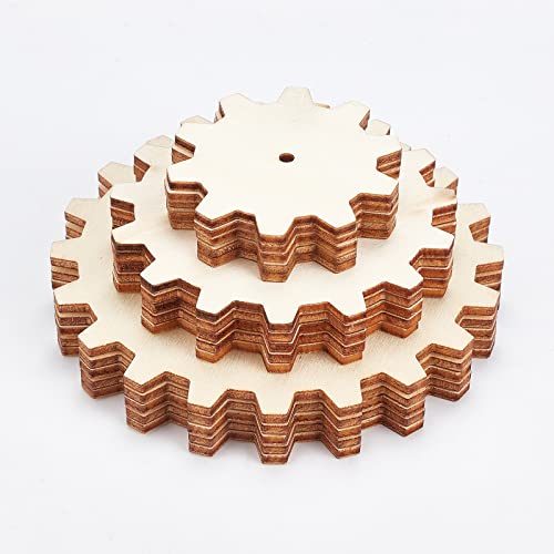 OLYCRAFT 9pcs Unfinished Wooden Gears Undyed Wood Pendants Gear Slices Charms Steampunk Wood Gear Pieces Embellishments Unfinished Wooden Gear Pieces OLYCRAFT