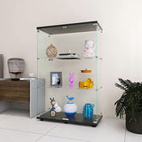 LFT HUIMEI2Y 3-Shelf Tempered Glass Display Cabinet with Double Doors - Quick Install Black Curio Storage LFT HUIMEI2Y