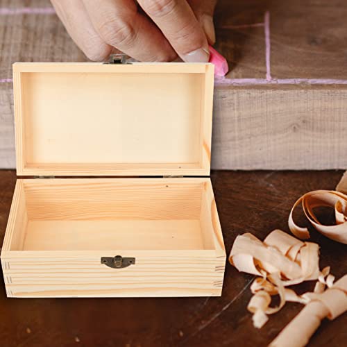 Zerodeko 2pcs Kids Jewelry Organizer Portable Jewelry Organiz Unfinished Wood Crafts Wood Storage Trunk Country Jewelry DIY Wooden Storage Cases Zerodeko