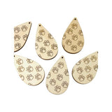 ALL SIZES BULK (12pc to 100pc) Unfinished Wood Cutout Puppy Dog Paw Prints Pawprint Sectioned Teardrop Tear Drop Earring Jewelry Blanks Crafts Made Texan Wood Crafts
