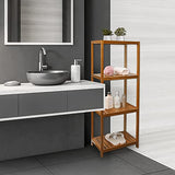 VaeFae Teak Bathroom Shelf, 4-Tier Storage Shelf, Wooden Stand Shelf Organizer for Bathroom, Kitchen, Living Room, Laundry, Garage VaeFae