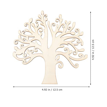 Milisten 10pcs Family Tree Wood Cutouts Blank Wooden Tree Embellishments for DIY Crafts Wooden Ornaments Home Decoration Scrapbooking Embellishments