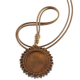 SHUNAE 10pcs 25mm 30mm Dia Wood cabochon Blank Settings Wooden Pendant Base Bezel with Leather Cord for Sweater Chain and Necklace DIY Making (25mm) SHUNAE