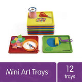 Colorations set of 12 Kids Activity Plastic Trays, Rainbow of Colors, Arts and Crafts Organizer Tray, Serving Tray, Great for Crafts, Beads, Water Colorations