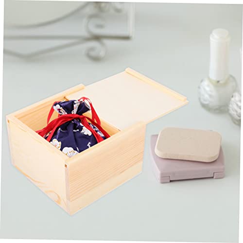 Abaodam 4 Pcs Wooden Storage Box Unfinished Square Jewelry Container Bracelet Stand Ring Holder Wood Crafts Basket Storage Bins Wooden Stand Souvenir Abaodam