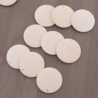 Healifty 100pcs Rustic Wood Slices Unfinished Wood Ornaments Wood Ornaments DIY Wood Circle Unfinished Wood Slices Gift Label Wooden Tags Wooden