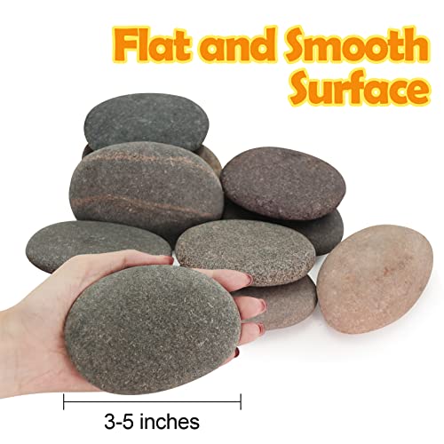 Lechloris 12pcs River Rocks for Painting- 3-5 inches Extra Large Rocks- Thick-Flat-Smooth Painting Rocks - Painting for DIY, Kids Crafts,Kindness