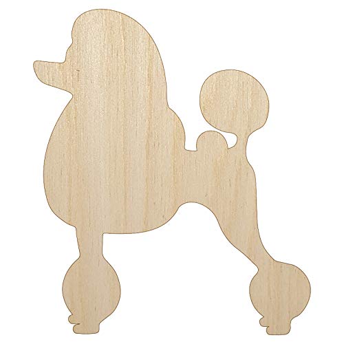 Standard Poodle Dog Solid Unfinished Wood Shape Piece Cutout for DIY Craft Projects - 1/4 Inch Thick - 4.70 Inch Size - WoodArtSupply