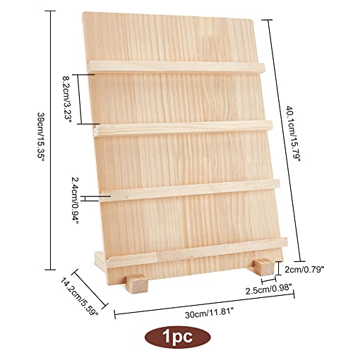 PH PandaHall 4-Tier Wooden Earring Display Stand, Retail Jewelry Display Riser Removable Showcase with Slots Rustic Earring Display Card Holder for PH PandaHall