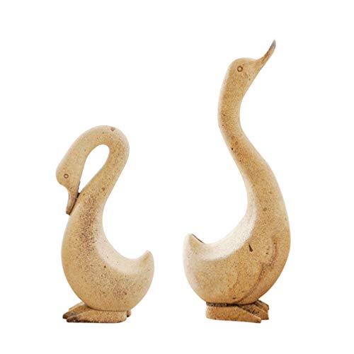 EXCEART 1 Pair Unfinished Wood Animal Ornaments Blank Wood Goose Peg Doll Figure Cutout Table Statue Model Desktop Centerpiece for Kids DIY Painting EXCEART