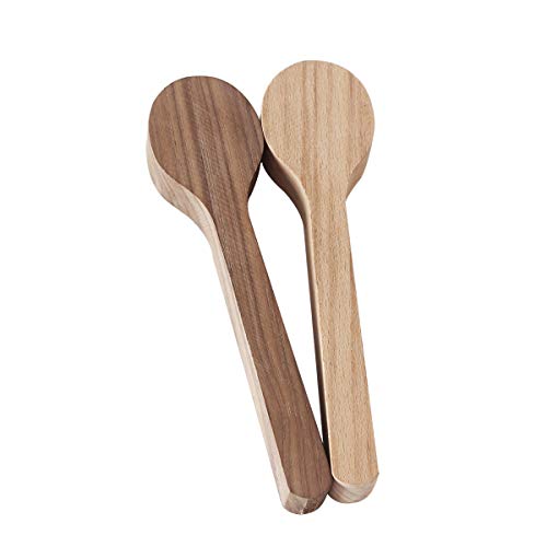 Wood Carving Spoon Blank Beech and Walnut Wood Unfinished Wooden Craft Whittling Kit for Whittler Starter (2pcs)