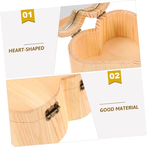 MAGICLULU Box Wooden Heart Box Wooden Gift Organizer Small Gift Container Jewelry Container Wood Heart Case Wooden Jewelry Cases Tabletop Mirror MAGICLULU