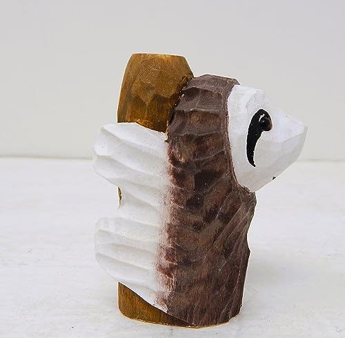 Selsela Sloth Figurine Statue Decor Small Animal Sculpture Art Wood Carving Miniature Selsela