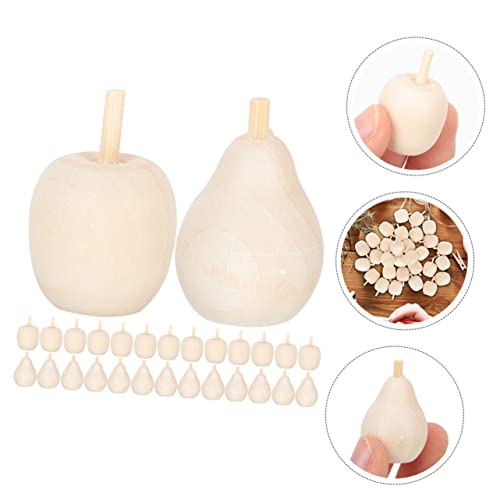 Kisangel 160 pcs Wooden Fruit Ornaments Simulation pear Model Lifelike Mini Pears unpainted Wooden Pears Kids Unfinished Fruit DIY Fruit Mushroom Kisangel