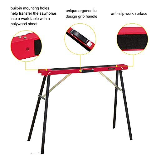 TOMAX Portable Folding Sawhorse Heavy Duty 275lb Weight Capacity Each Twin Pack - WoodArtSupply