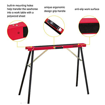 TOMAX Portable Folding Sawhorse Heavy Duty 275lb Weight Capacity Each Twin Pack - WoodArtSupply