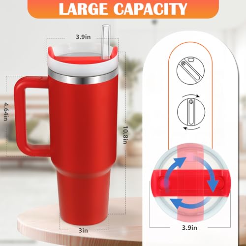 BELYQLY New Version 40oz Stainless Steel Vacuum Insulated Tumbler with Lid and Straw for Water, Smoothie and More, Iced Tea or Coffee (Christmas Red)