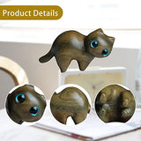 4Pcs Sandalwood Hand Carved Wood Cat, Handmade Wood Carved Cats Hand Carved Kitten Pet Sandalwood Decoration Handmade Wood Carved Cats Cute Cat SYWAN