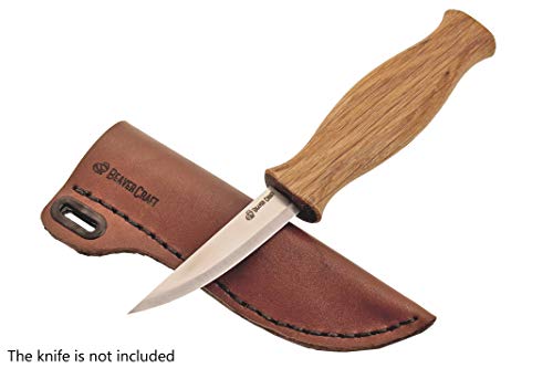 BeaverCraft Knife Leather Sheath SH1 6" x 2.4" Fixed Blade Knife Leather Sheath for Fixed Blade Knives Belt Fits up to 3.5" Blade Knives Genuine BeaverCraft