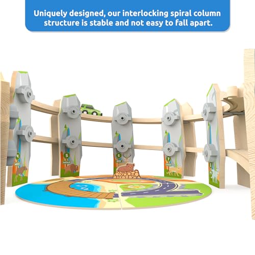 ORBRIUM 141 Pcs National Park Spiral Wooden Train Set STEAM STEM Multi-Level Compatible with Brio, Thomas Wooden Railway Orbrium