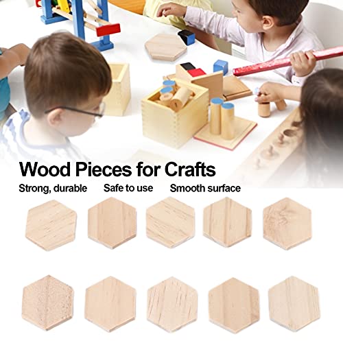 25Pcs Unfinished Hexagon Wood Pieces Blank 38mm/1.5inch Wood Shape Slices Wooden Cutouts Slices for DIY Decorations Crafts HERCHR