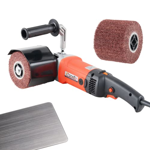 Burnishing Polishing Machine, 1400W Electric Wire Drawing Machine 110V with 2 Wheels, Wheel Polisher Sander for Metal Stainless Steel Plastic Wood - WoodArtSupply