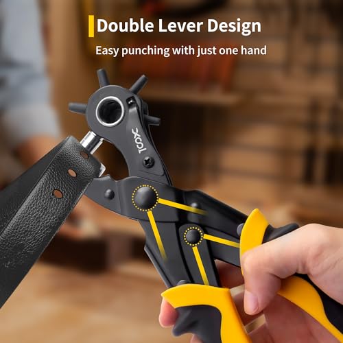 XOOL 2 in 1 Leather Hole Punch Eyelet Tool Kit, Metal Eyelets for Fabric, Hole Puncher, Grommet Pliers, for Shoes Leather Clothes Belt XOOL