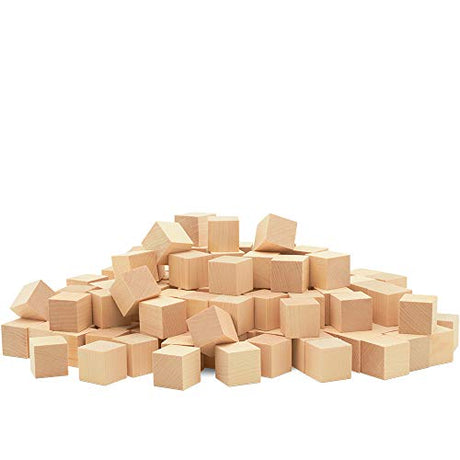 Unfinished Wooden Blocks 7/8 inch, Pack of 50 Small Wood Cubes for Crafts and DIY Home & Baby Decor, by Woodpeckers Woodpeckers