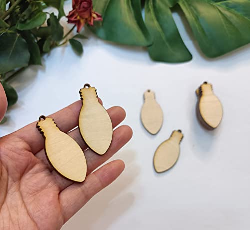 30pcs of Christmas Lights Dangle Earrings Sublimation Blank,Unfinished Wooden Light Bulb Wooden Slices Blank Christmas Wooden Hanging Decor (2'') - WoodArtSupply