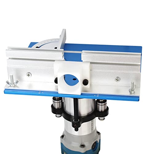 KETIPED Aluminium Router Table Insert Plate,Woodworking Benches 9.4x7.9x0.2 Inch Router Flip Plate with Miter Gauge Guide Aluminium Fence Sliding KETIPED