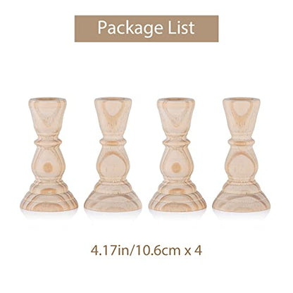 Sziqiqi 4Pcs Unfinished Wood Candlestick Holder for Craft Project, Ready to Stain, Paint or Oil, 4 inches - WoodArtSupply