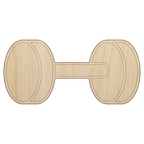 Dumbbell Gym Workout Exercise Unfinished Wood Shape Piece Cutout for DIY Craft Projects - 1/8 Inch Thick - 4.70 Inch Size - WoodArtSupply