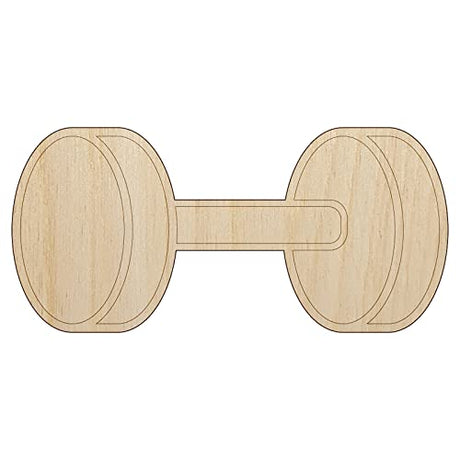Dumbbell Gym Workout Exercise Unfinished Wood Shape Piece Cutout for DIY Craft Projects - 1/8 Inch Thick - 4.70 Inch Size Sniggle Sloth