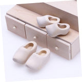 Zerodeko 2 Pairs Clogs Tiny Shoes Unfinished Doll Ornament Mini Unfinished Shoes Make Your Own Statue Dollhouse Sneaker Simple Mini Klompen Dollhouse Zerodeko