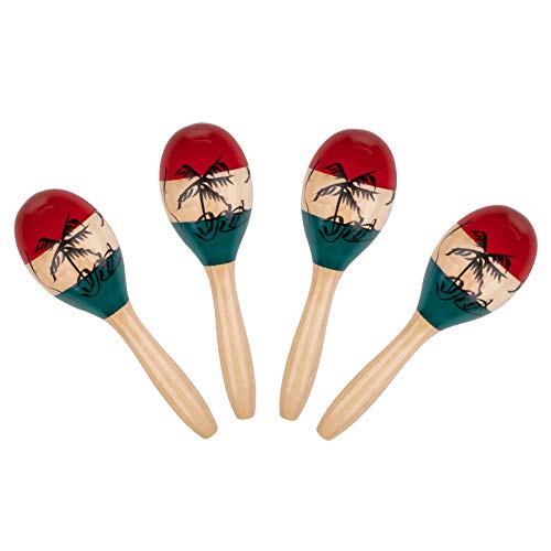 Foraineam 4 Pack Wood Maracas Musical Painted Wooden Maraca Hand Percussion Instrument Foraineam
