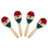 Foraineam 4 Pack Wood Maracas Musical Painted Wooden Maraca Hand Percussion Instrument Foraineam